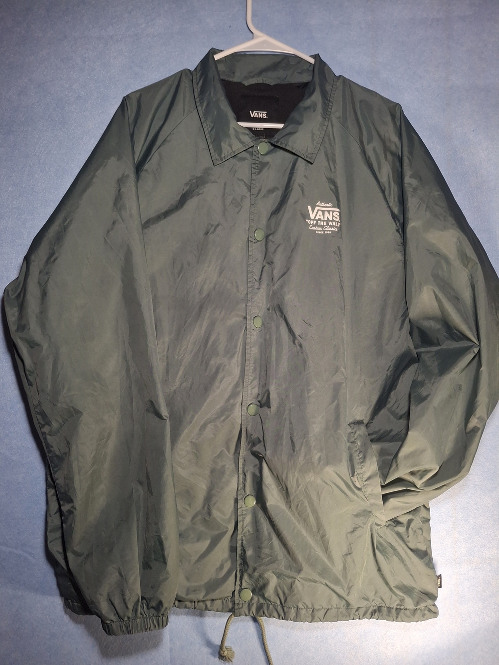 Vans Men's Green Coach Jacket - Vans Off The Wall